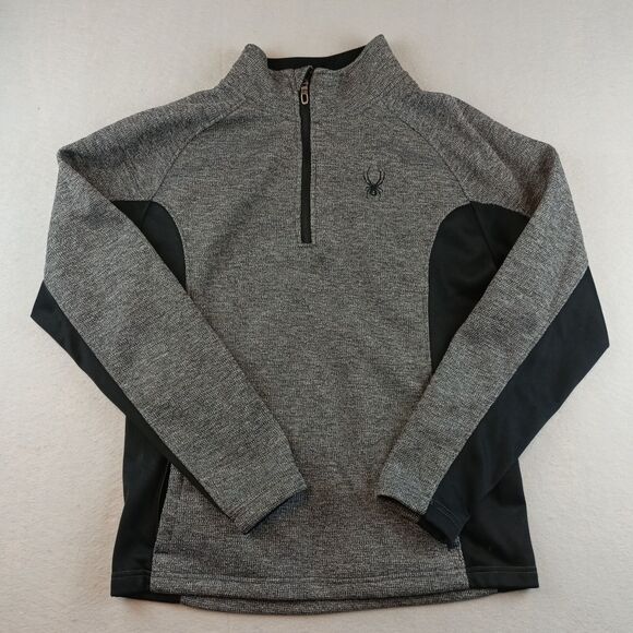 Spyder Mens Outbound 1/4 Zip Sweater Jacket Size L Gray Black Logo - Picture 1 of 10